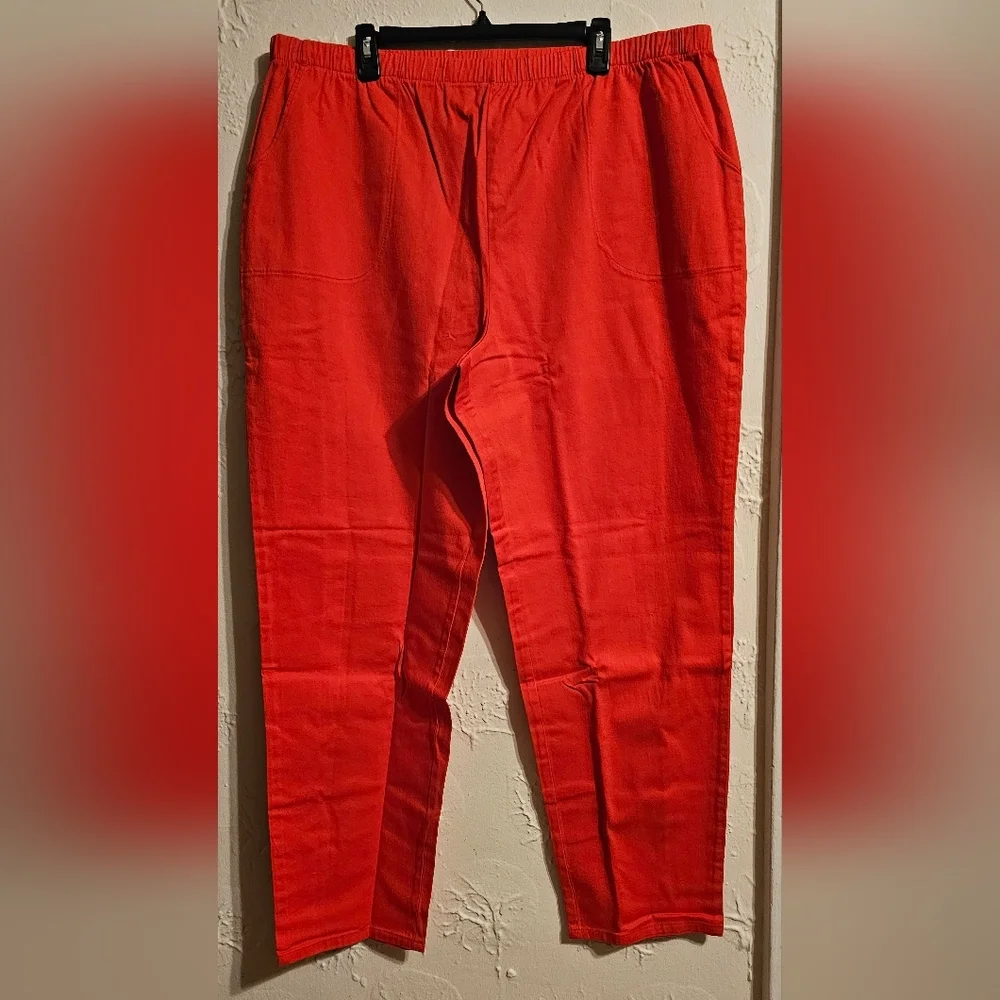 D&Co. Pull On Pants Straight Leg 3XT Red New